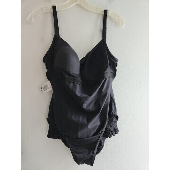 Miraclesuit Women Black Smocked Detail Blouson One Piece Swimsuit size 10 - Picture 6 of 7